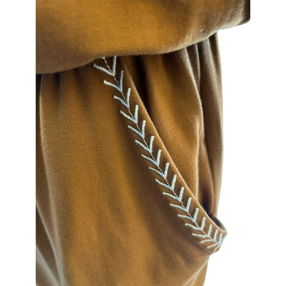 Garnet Hill Women's Brown White Embroidered Pocket-Detail Knit Dress Size Small - Picture 5 of 6